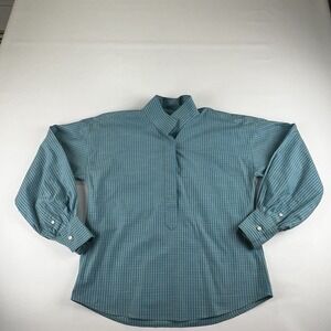 ANN MASHBURN Top Button Front Blue And Green Striped Cotton - Size Small XS